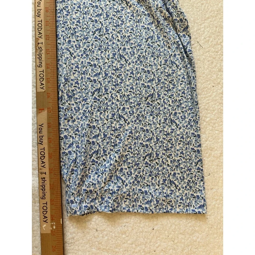 Kate Spade WHITE/BLUE FLORAL‎ Soft Knit Cropped Pajama Set Women's M Spring